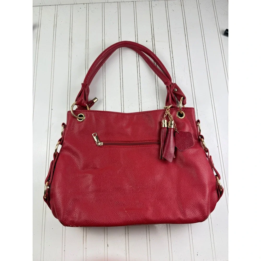 Vintage Y2K Red Pebbled Vegan Leather Hobo Slouchy Shoulder Bag Purse
